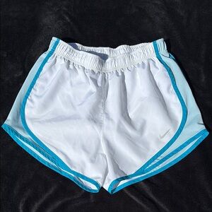 Nike Women's White and Blue Athletic Shorts